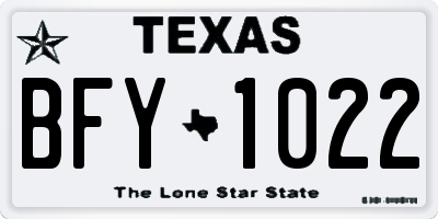 TX license plate BFY1022
