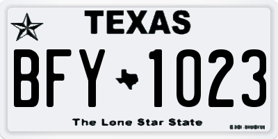 TX license plate BFY1023