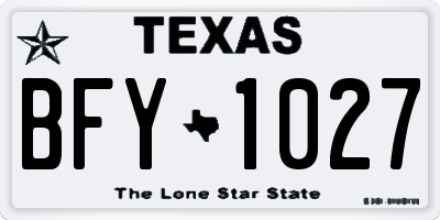 TX license plate BFY1027