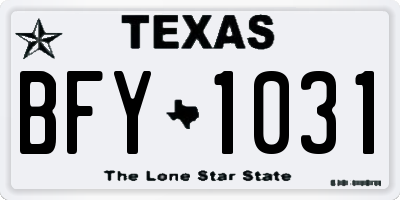 TX license plate BFY1031