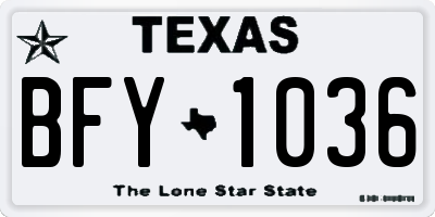 TX license plate BFY1036