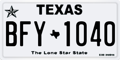 TX license plate BFY1040