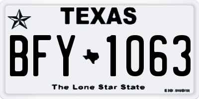 TX license plate BFY1063