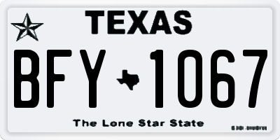 TX license plate BFY1067