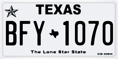 TX license plate BFY1070