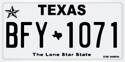TX license plate BFY1071