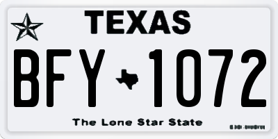 TX license plate BFY1072