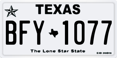 TX license plate BFY1077