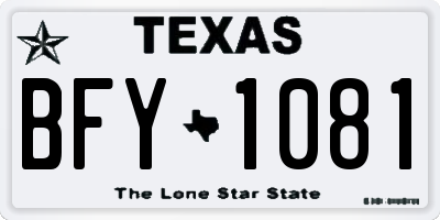 TX license plate BFY1081