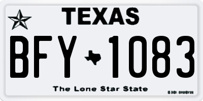 TX license plate BFY1083