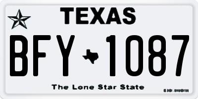 TX license plate BFY1087
