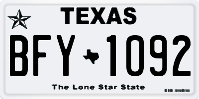 TX license plate BFY1092