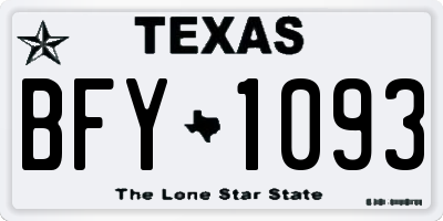 TX license plate BFY1093