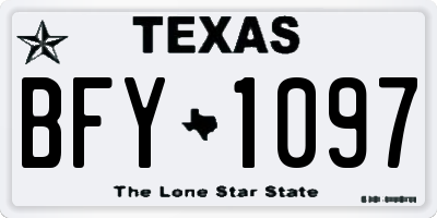 TX license plate BFY1097