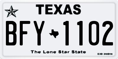 TX license plate BFY1102