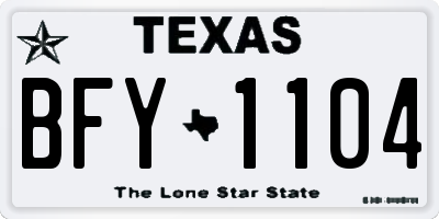 TX license plate BFY1104