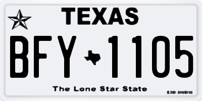 TX license plate BFY1105