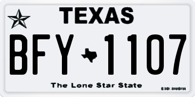 TX license plate BFY1107