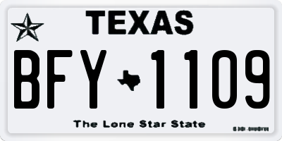TX license plate BFY1109