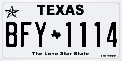TX license plate BFY1114