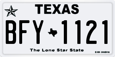 TX license plate BFY1121