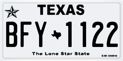 TX license plate BFY1122