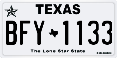 TX license plate BFY1133