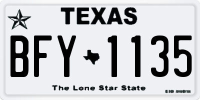TX license plate BFY1135