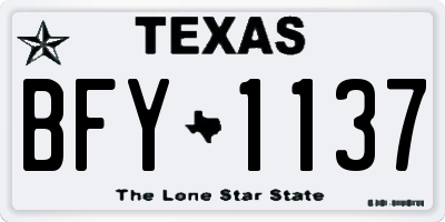 TX license plate BFY1137