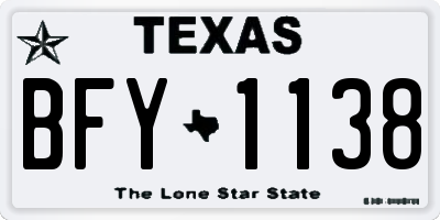 TX license plate BFY1138
