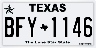 TX license plate BFY1146