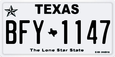 TX license plate BFY1147