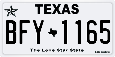 TX license plate BFY1165