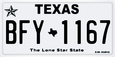 TX license plate BFY1167