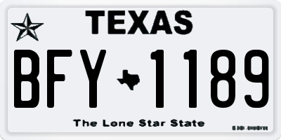 TX license plate BFY1189