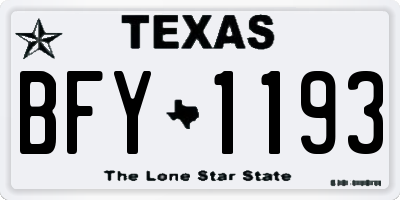 TX license plate BFY1193
