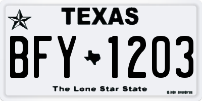 TX license plate BFY1203