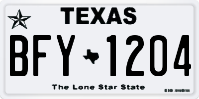 TX license plate BFY1204