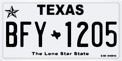 TX license plate BFY1205