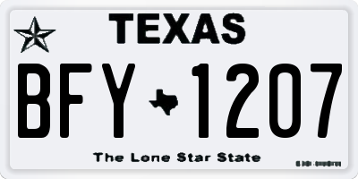 TX license plate BFY1207
