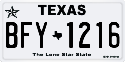 TX license plate BFY1216