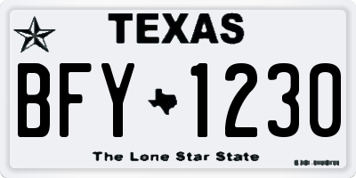 TX license plate BFY1230