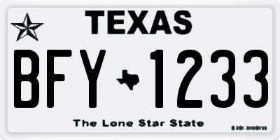 TX license plate BFY1233
