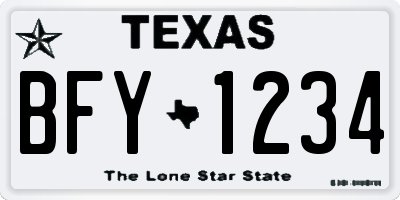 TX license plate BFY1234