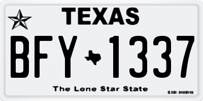 TX license plate BFY1337