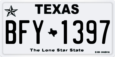 TX license plate BFY1397
