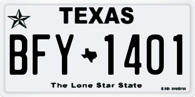 TX license plate BFY1401