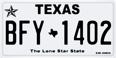 TX license plate BFY1402