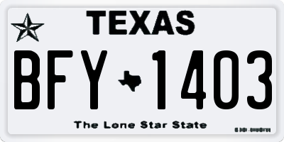 TX license plate BFY1403