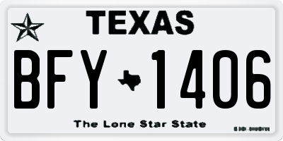 TX license plate BFY1406